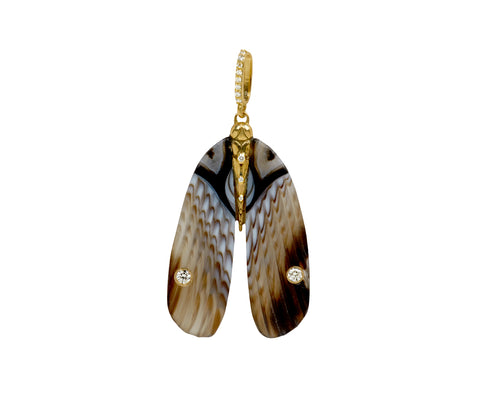 Botswana Agate and Diamond Moth Pendant ONLY