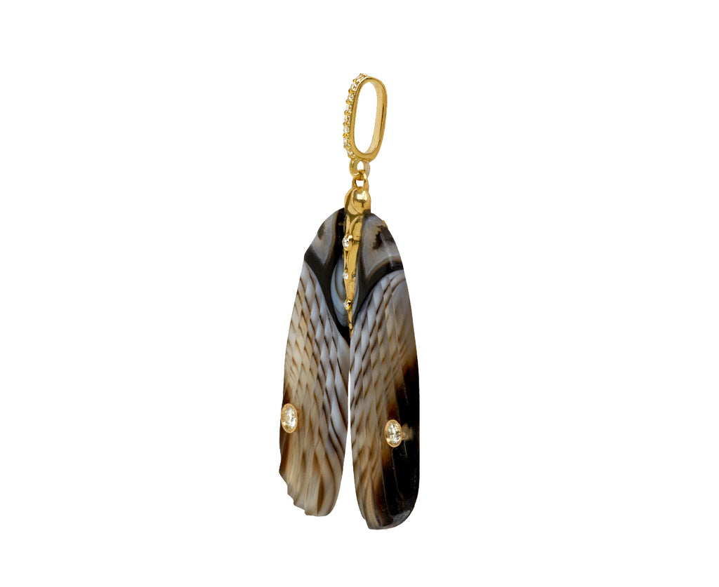 Botswana Agate and Diamond Moth Pendant ONLY