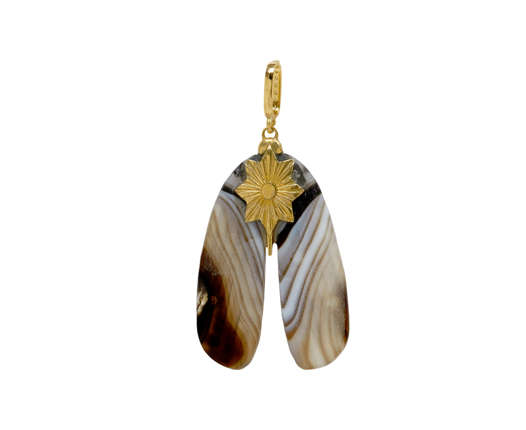 Botswana Agate and Diamond Moth Pendant ONLY