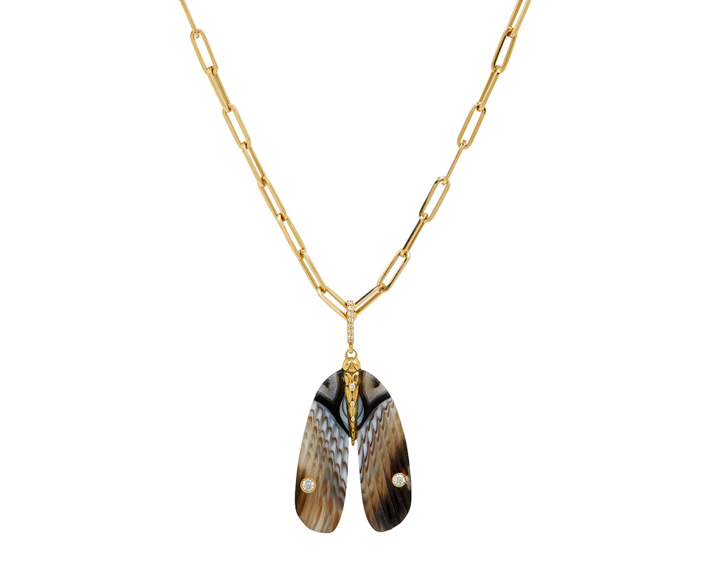 Botswana Agate and Diamond Moth Pendant ONLY