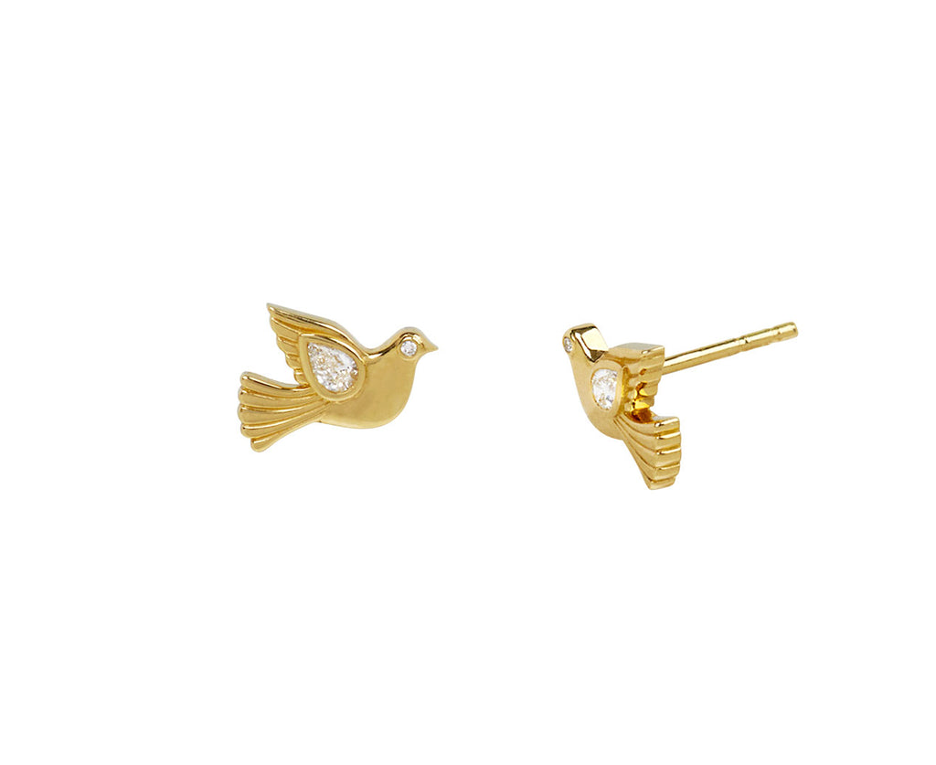 Diamond Dove Stud Earrings