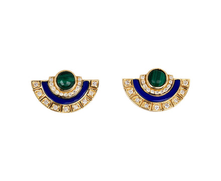 Lapis and Malachite Alba Stud Earrings