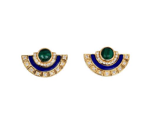 Lapis and Malachite Alba Stud Earrings