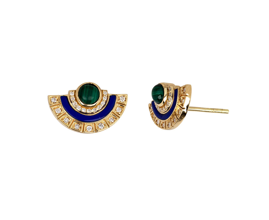Lapis and Malachite Alba Stud Earrings