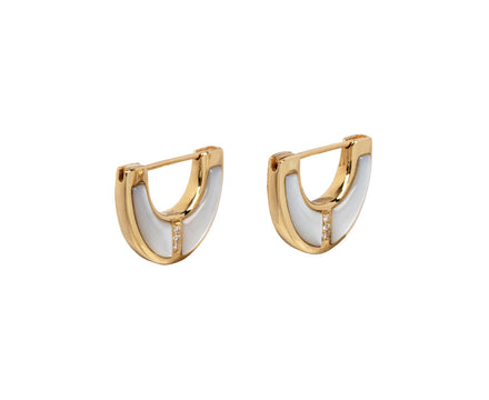 Mother-of-Pearl Capri Inlay Huggie Hoop Earrings