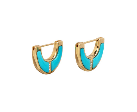 Turquoise Capri Inlay Huggie Hoop Earrings