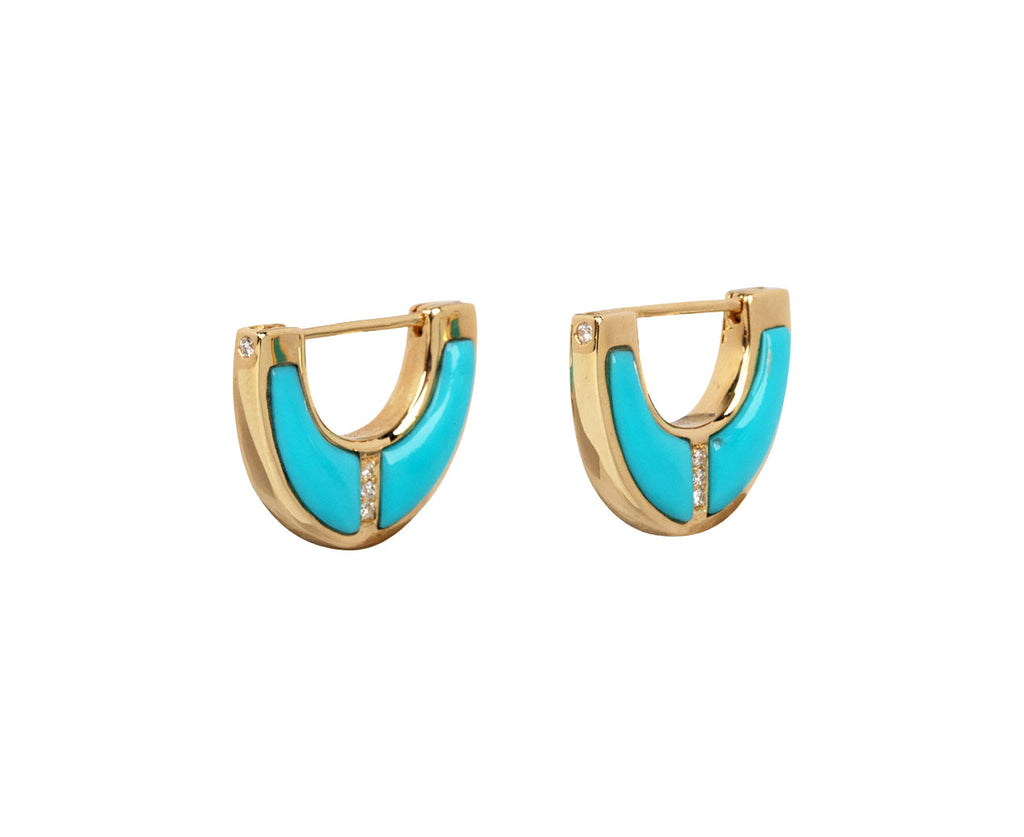 Turquoise Capri Inlay Huggie Hoop Earrings