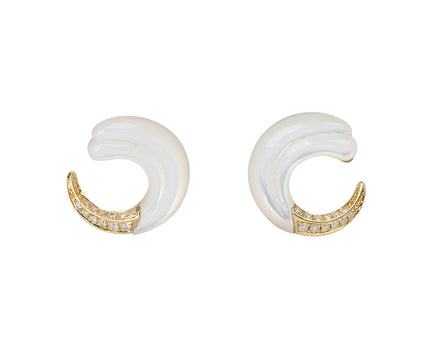 Mother-of-Pearl Seashell Crescent Stud Earrings