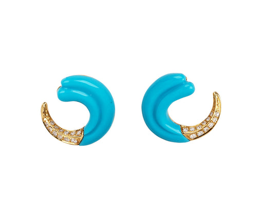 Turquoise Seashell Crescent Stud Earrings