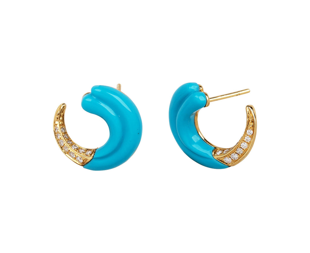 Turquoise Seashell Crescent Stud Earrings