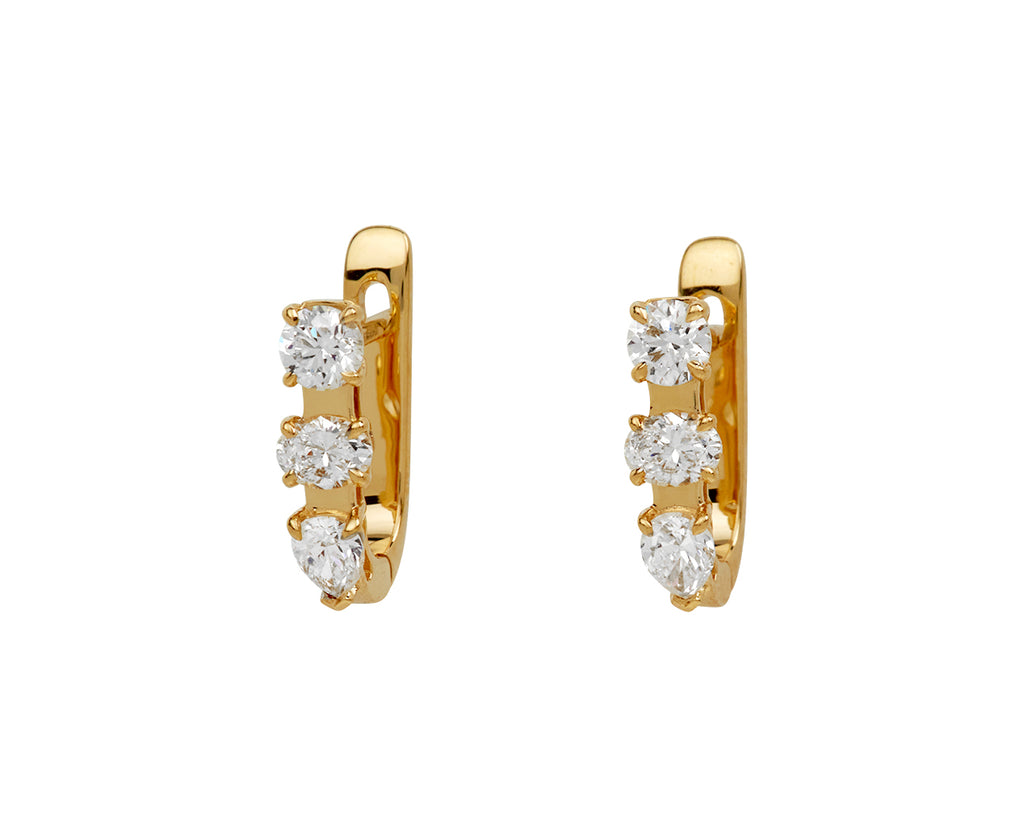 Multi-Shape Diamond Huggie Hoop Earrings