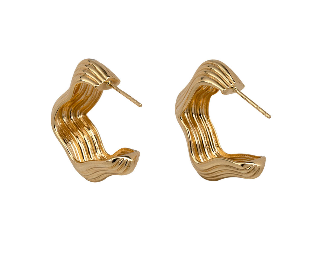 14K Yellow Gold Small Ribbed Hoop Earrings - Josephs Jewelers