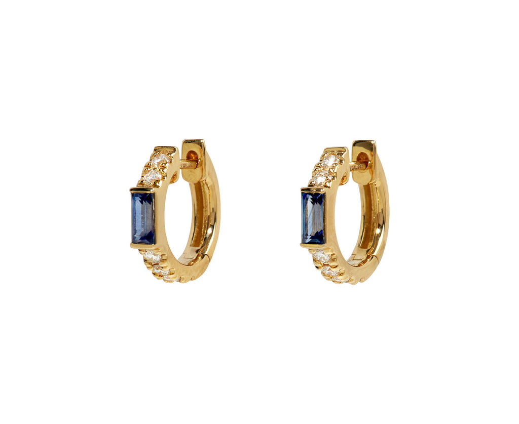 Sapphire and Diamond Hoop Earrings