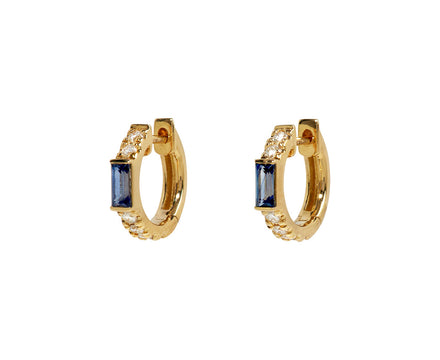 Sapphire and Diamond Hoop Earrings