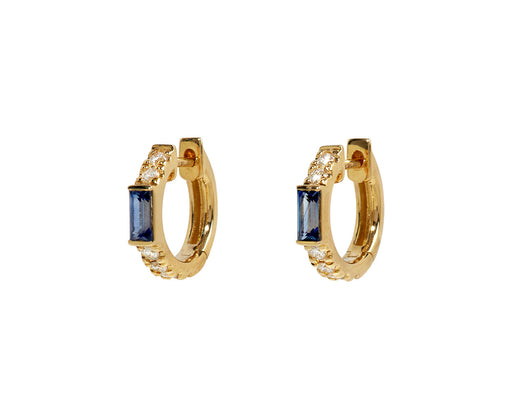 Sapphire and Diamond Hoop Earrings