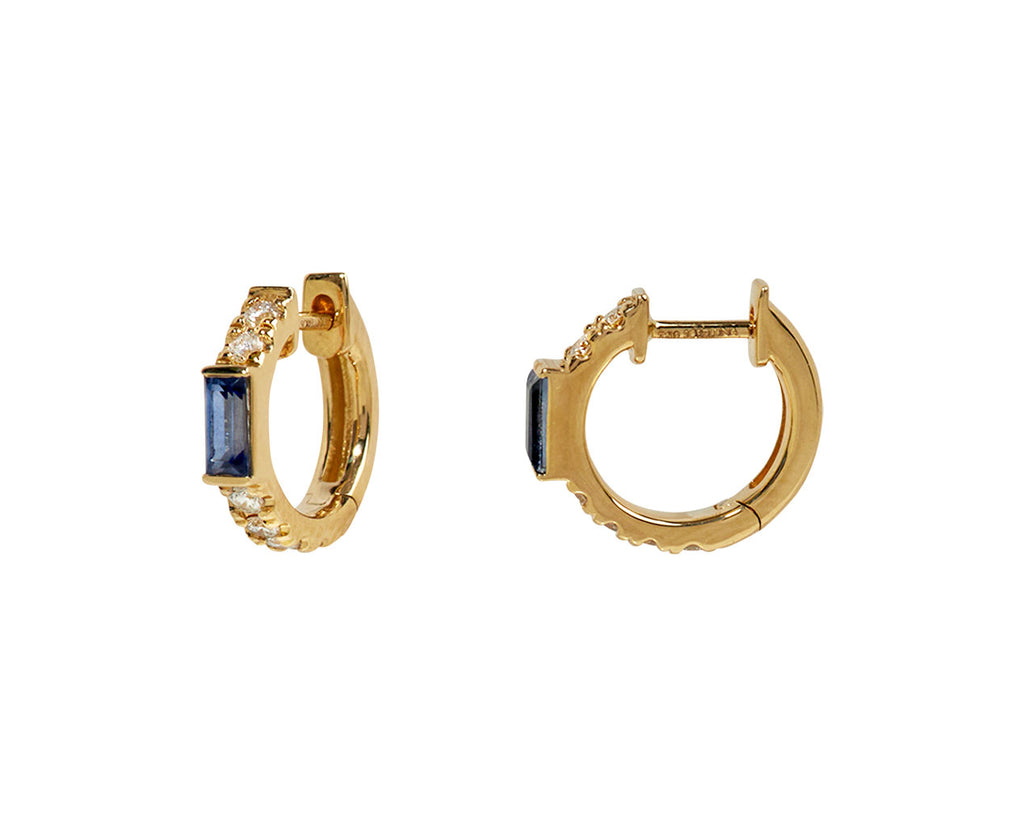 Sapphire and Diamond Hoop Earrings