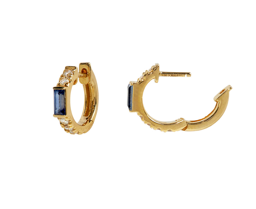 Sapphire and Diamond Hoop Earrings