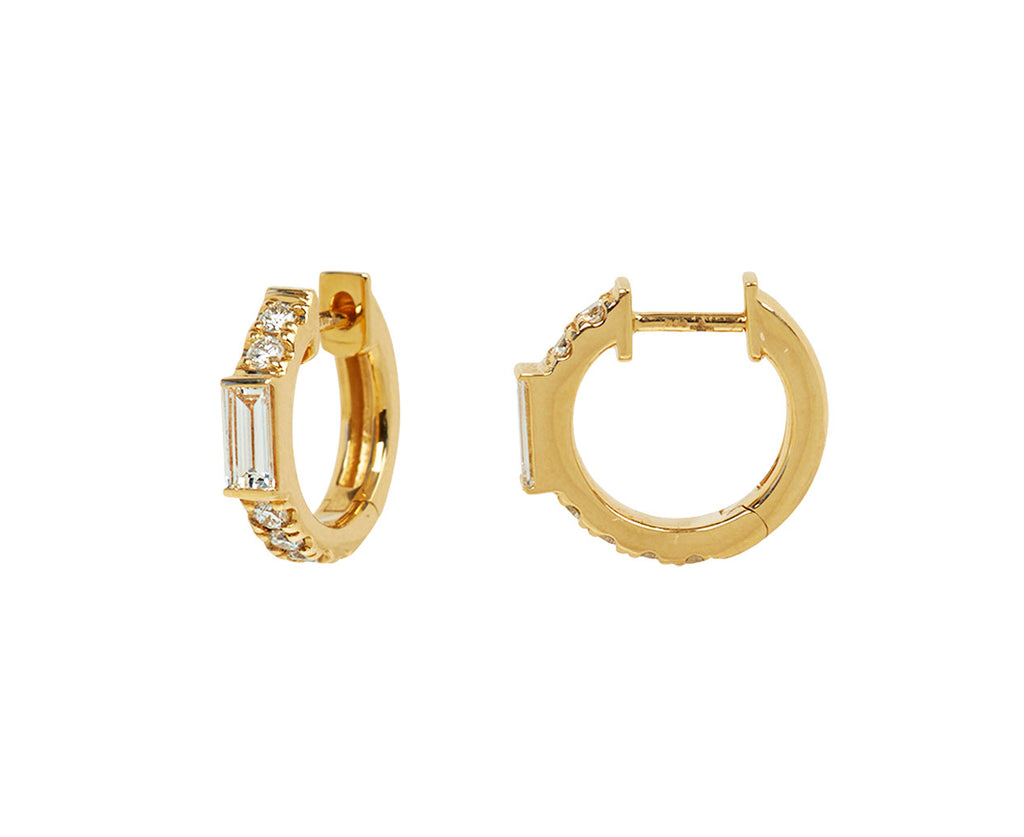 Sorellina Otto Diamond Huggie Hoops - angled