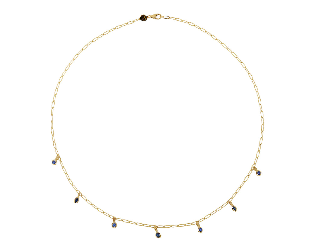 Blue Sapphire Drop Chain Necklace