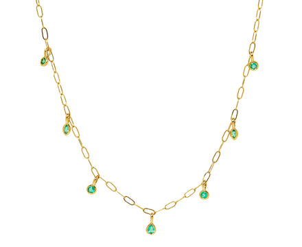 Emerald Drop Chain Necklace