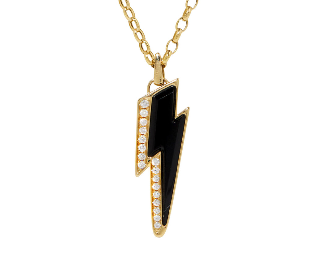 Black Onyx and Diamond Ziggy Bolt Pendant ONLY