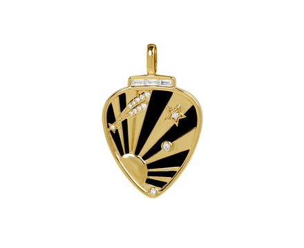 Black Onyx Guitar Pick Pendant ONLY