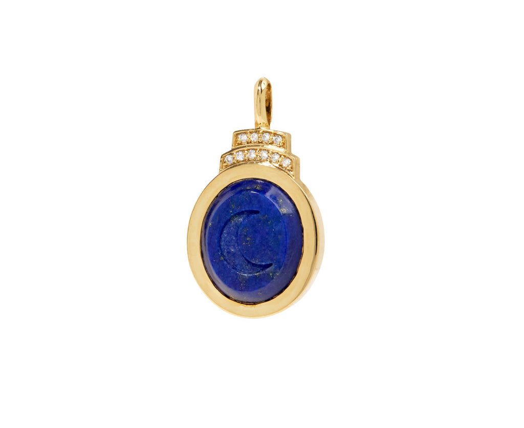 Lapis Crescent Signet Pendant ONLY