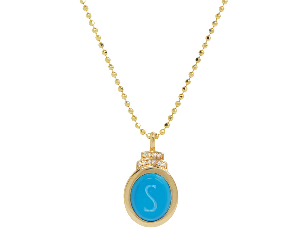 Turquoise Signet 'S' Pendant Necklace
