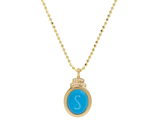 Turquoise Signet 'S' Pendant Necklace