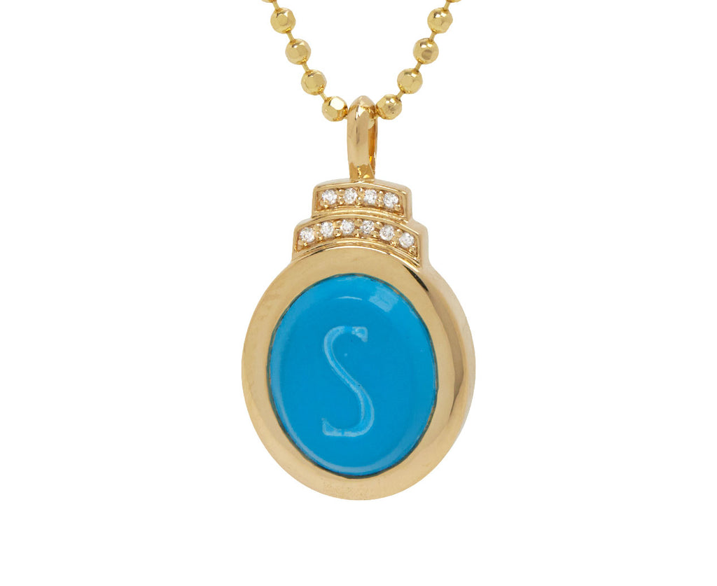 Turquoise Signet 'S' Pendant Necklace
