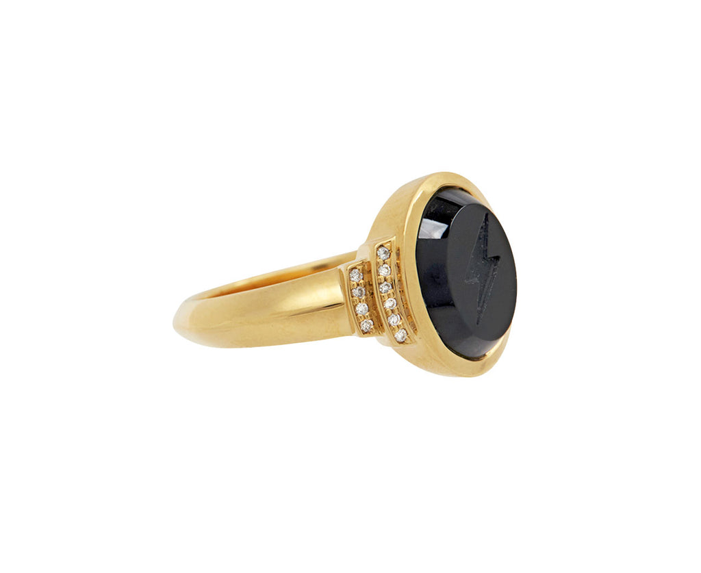 Lightning Bolt Black Onyx Signet Ring