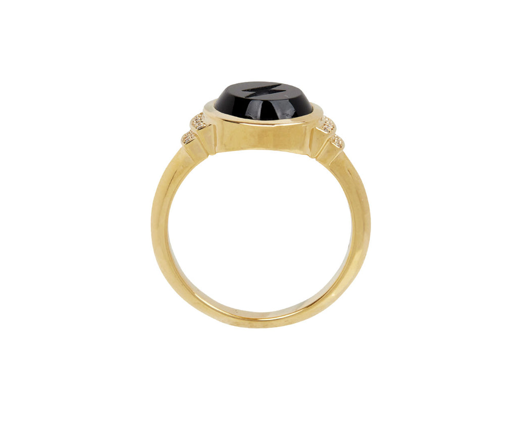 Lightning Bolt Black Onyx Signet Ring