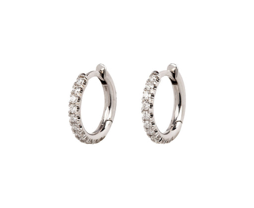 White Gold Diamond Microhoop Huggie Earrings