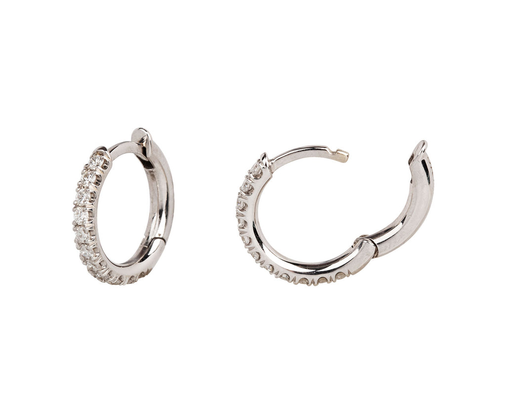 White Gold Diamond Microhoop Huggie Earrings
