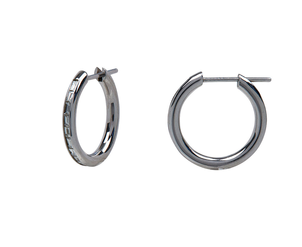 Baguette Diamond Miri Petite Blanc Hoop Earrings