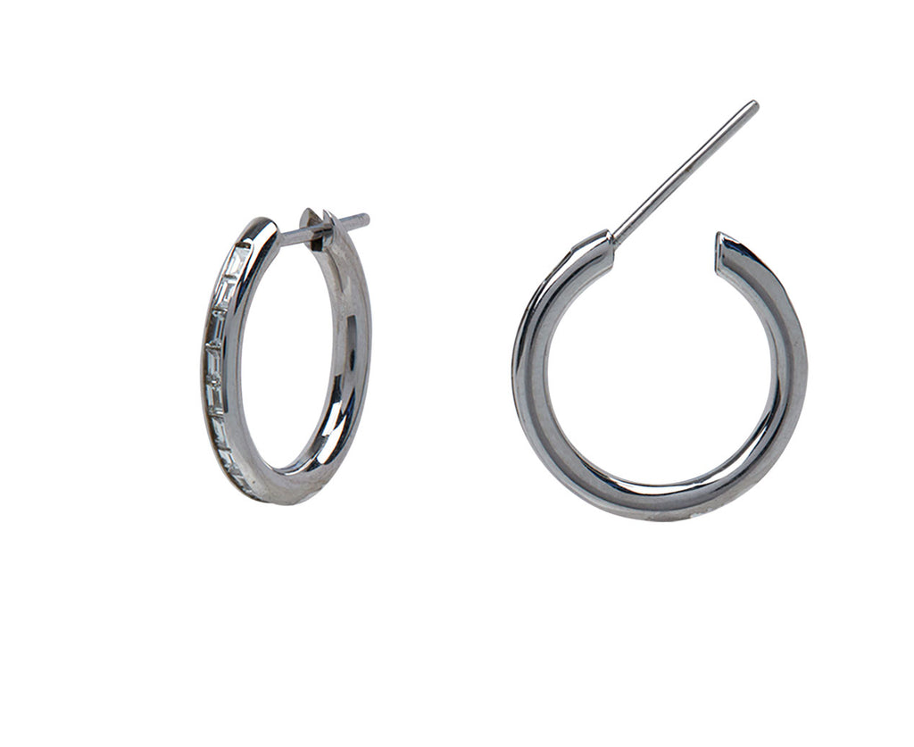 Baguette Diamond Miri Petite Blanc Hoop Earrings