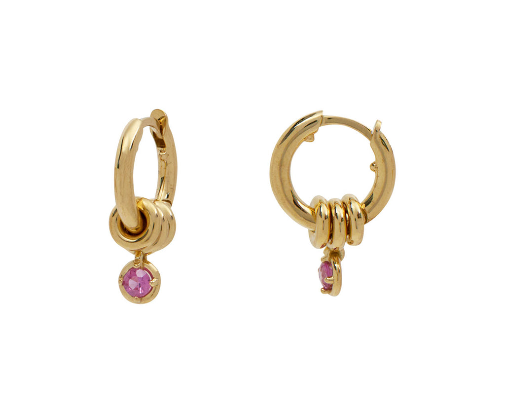 Zahra Pink Sapphire Drop Hoop Earrings