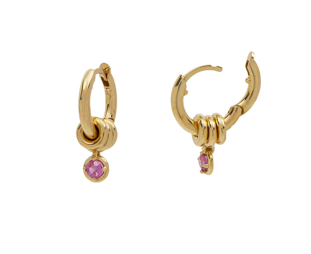 Zahra Pink Sapphire Drop Hoop Earrings