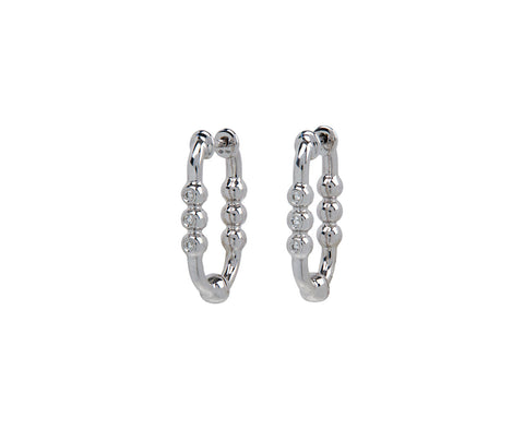 State Property White Gold Diamond Markeli Minor Hoop Earrings