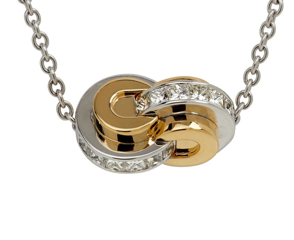 Two Toned Raisina Diamond Pendant Necklace