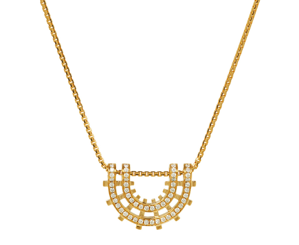 Railroad Pavé Arc Pendant Necklace - TWISTonline 