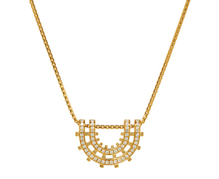 Railroad Pavé Arc Pendant Necklace - TWISTonline 
