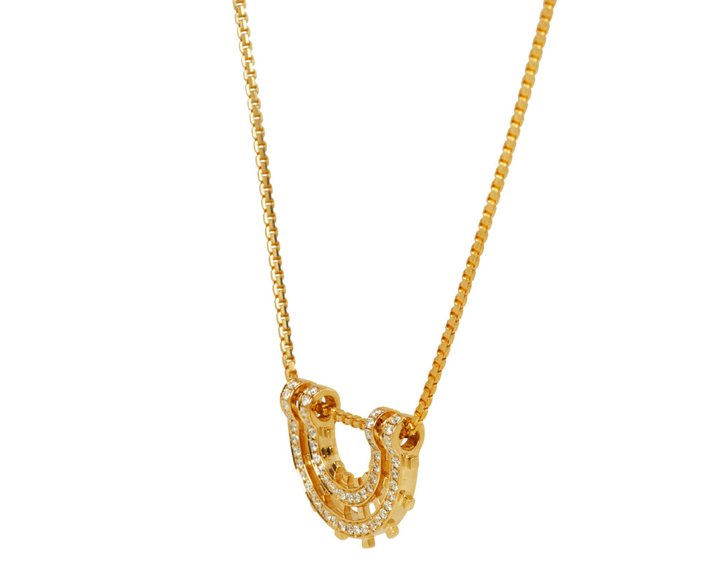 Railroad Pavé Arc Pendant Necklace - TWISTonline 