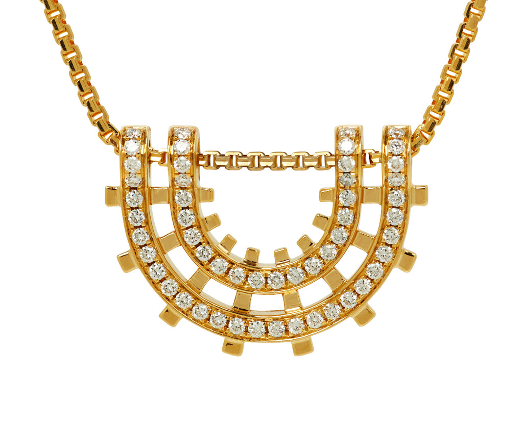 Railroad Pavé Arc Pendant Necklace - TWISTonline 