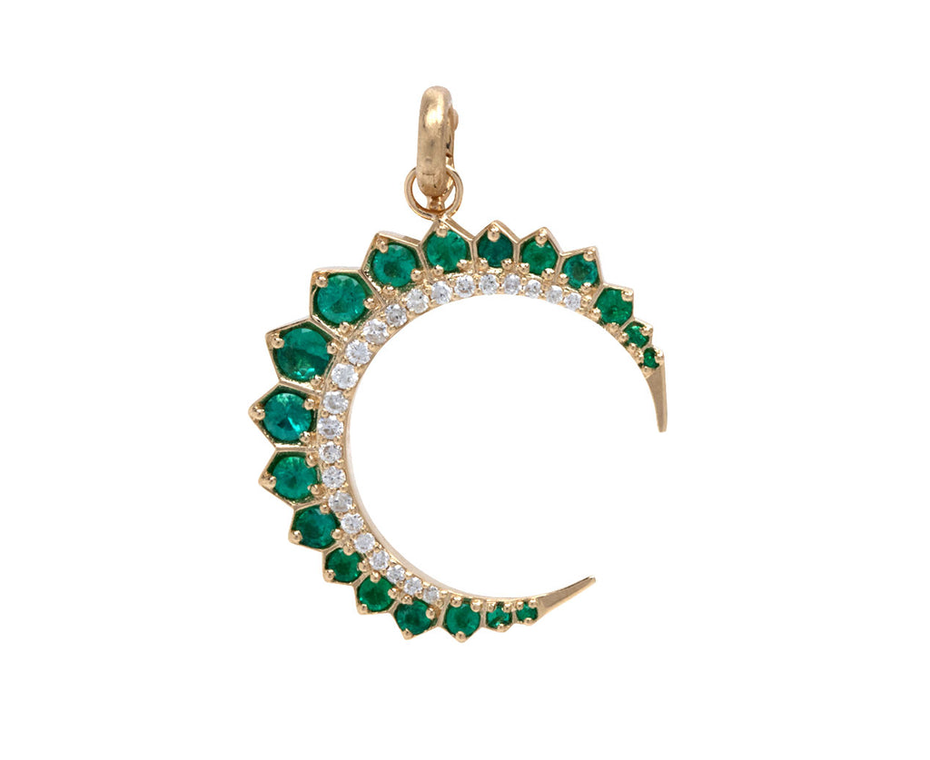 Emerald and Diamond Crescent Estelle Charm Pendant ONLY