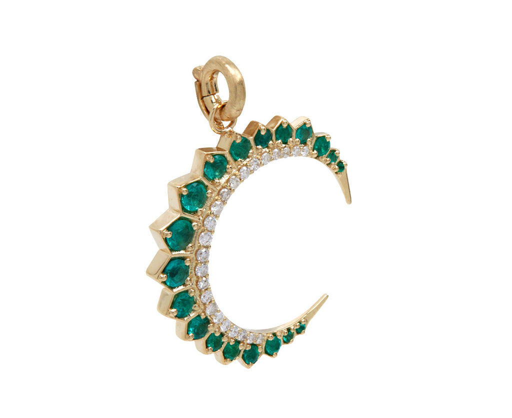 Emerald and Diamond Crescent Estelle Charm Pendant ONLY
