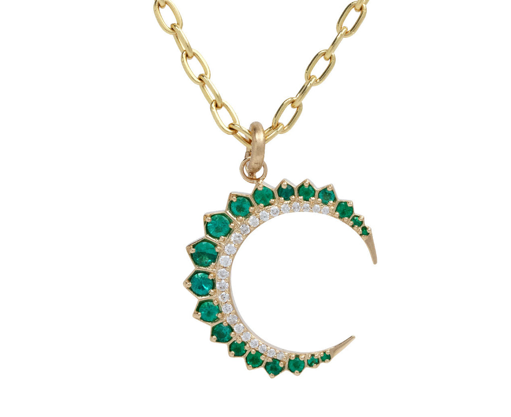 Emerald and Diamond Crescent Estelle Charm Pendant ONLY