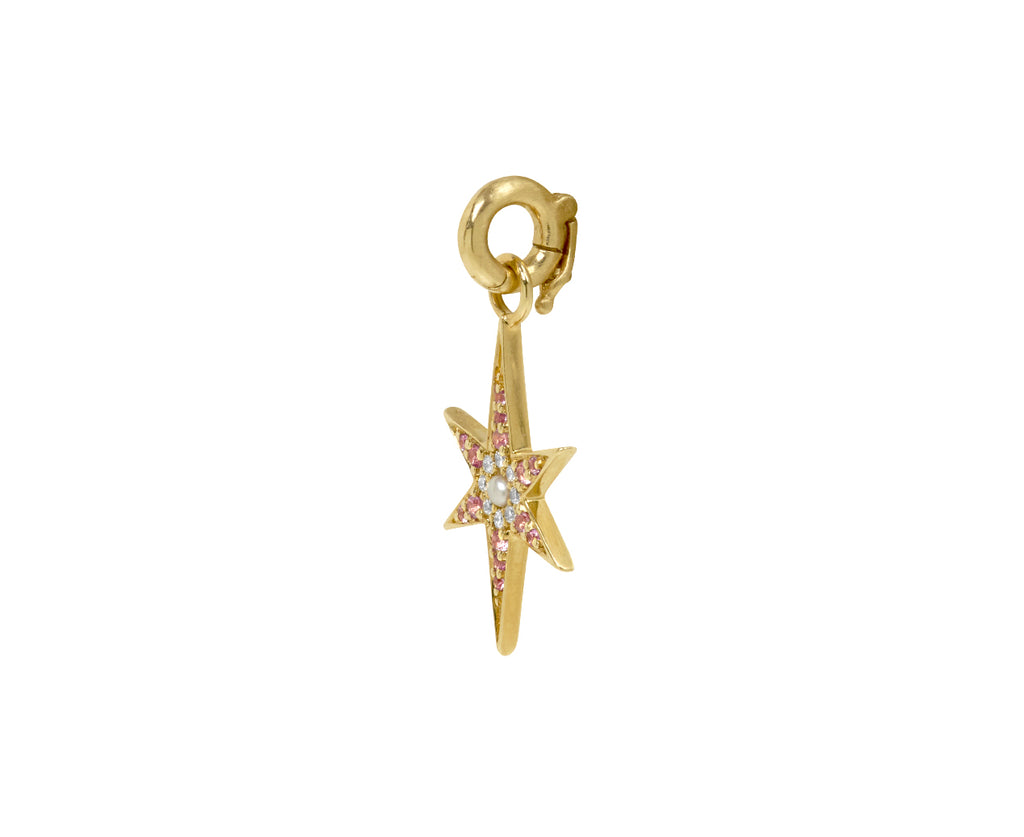 Pink Sapphire, Diamond and Pearl Star Stella Charm Pendant ONLY