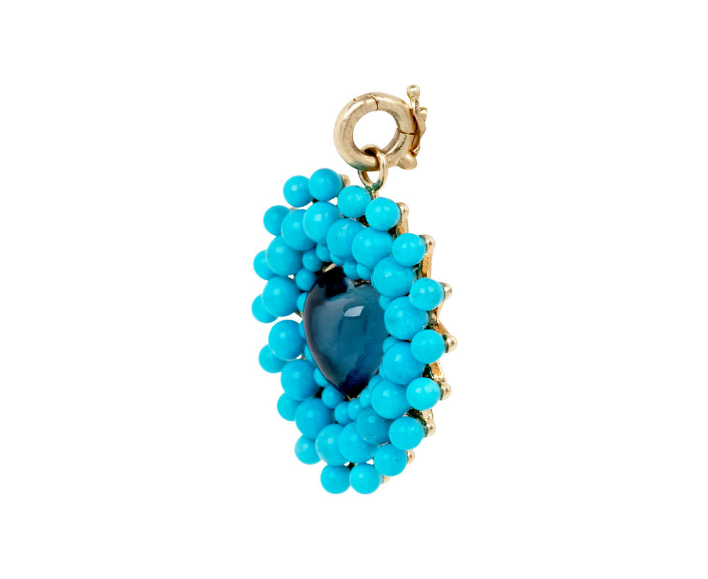 Turquoise and Blue Topaz Juliana Cluster Heart Charm ONLY
