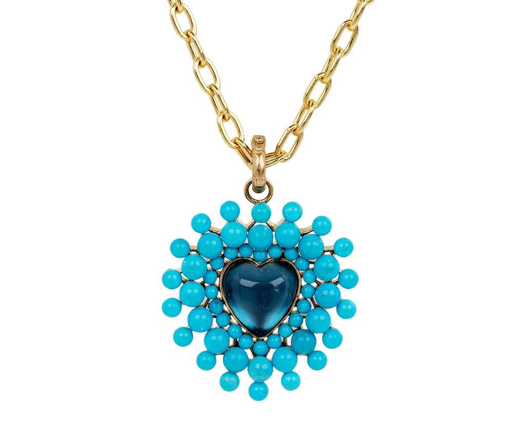 Turquoise and Blue Topaz Juliana Cluster Heart Charm ONLY